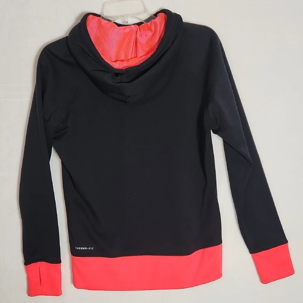 Nike Pink Hooded Thermafit Sweatshirt with Cuffed Sleeves